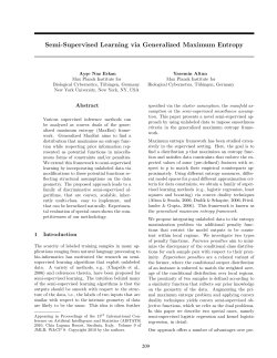Semi-Supervised Learning via Generalized Maximum Entropy