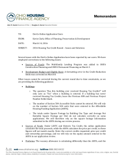 Memorandum - The Ohio Housing Finance Agency
