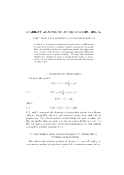 STABILITY ANALYSIS OF AN SIR EPIDEMIC MODEL