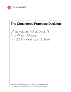 The Considered Purchase Decision What Matters, What Doesn`t And