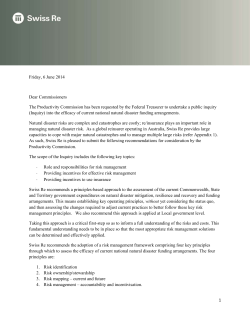 Swiss Re - Productivity Commission