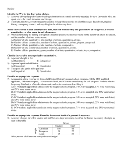 Review Identify the Wʹs for the description of data. 1) A survey of