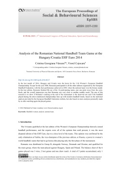 Analysis of the Romanian National Handball Team Game at the