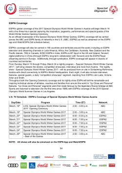 ESPN Coverage - Special Olympics World Winter Games 2017