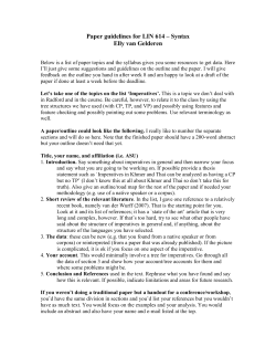 Paper guidelines for LIN 514 &ndash; Syntax
