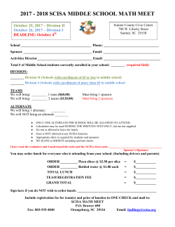 2017 - 2018 SCISA MIDDLE SCHOOL MATH MEET