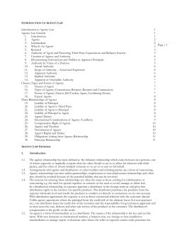 Page | 1 Introduction to Agency Law 1 Agency