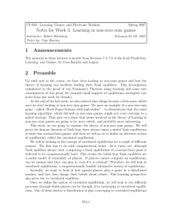 Notes for Week 3: Learning in non