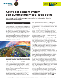 Acitve-Set Cement System Can Automatically Seal Leak Paths