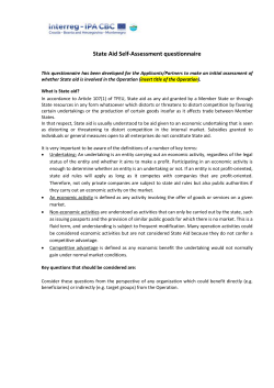 State Aid self-assessment questionnaire