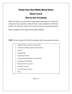 Create Your Own Maths Board Game Given: 14.6.17 Due in: 10.7.17