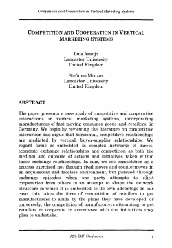 competition and cooperation in vertical marketing systems