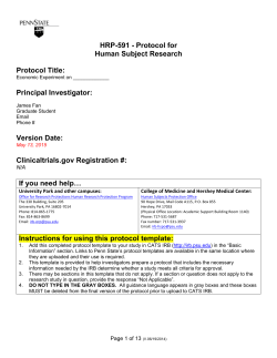 Protocol for Human Subject Research Protocol