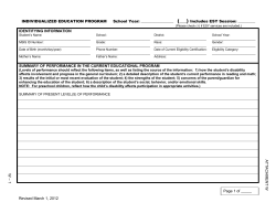 IEP - Specialized Treatment Facility