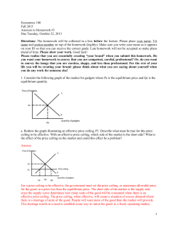 Economics 100 Fall 2013 Answers to Homework #3 Due Tuesday