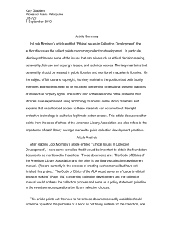 Katy Gladden Professor Maria Petropulos LIB 720 4 September