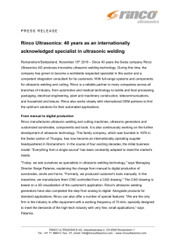 Rinco Ultrasonics - KONSENS Public Relations