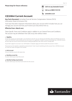 Santander 123 Mini Account Key Facts Document