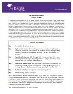 SPORT CONCUSSION Return to Play