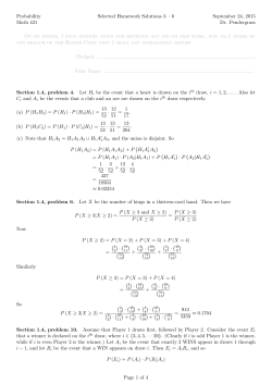 Probability Math 421 Selected Homework Solutions 3 – 6