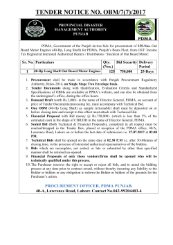 TENDER NOTICE NO. OBM/7(7)/2017