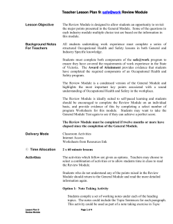 Teacher Lesson Plan 9 : safe@work General Module