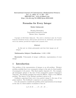 Formulae for Every Integer 1 Introduction