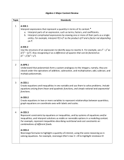 Algebra 1 Major Content Review