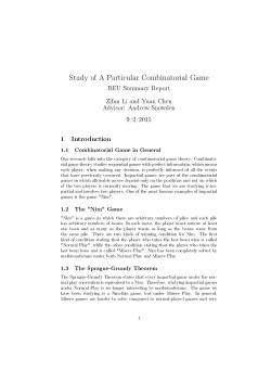 Study of A Particular Combinatorial Game