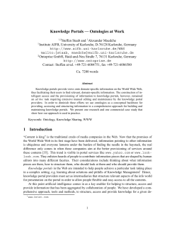 Knowledge Portals &mdash; Ontologies at Work 1 Introduction