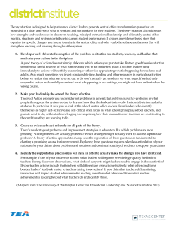 Theory of action is designed to help a team of district leaders