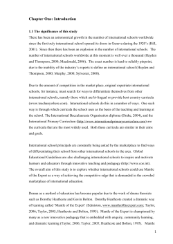 Chapter One: Introduction 1.1 The significance of this study There