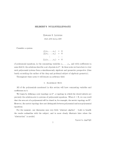 HILBERT`S NULLSTELLENSATZ Edward S. Letzter