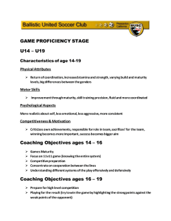 GAME PROFICIENCY STAGE U14 &ndash; U19 Coaching Objectives ages