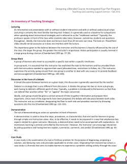 An Inventory of Teaching Strategies