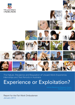 The Nature, Prevalence and Regulation of Unpaid Work Experience