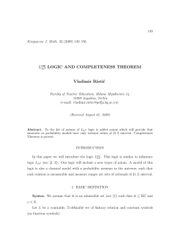 LOGIC AND COMPLETENESS THEOREM Vladimir Ristic