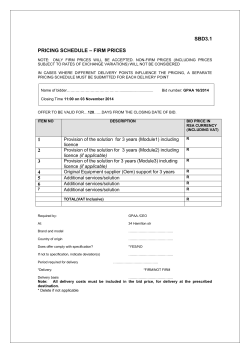 sbd3.1 pricing schedule &ndash; firm prices 1 2 3 4 5 6