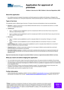 Approval of premises - Department of Education