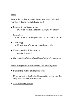 Entry How is the market structure determined in an industry?