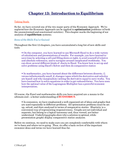 Chapter 13: Introduction to Equilibrium