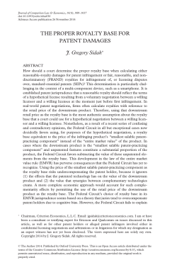 THE PROPER ROYALTY BASE FOR PATENT DAMAGES J