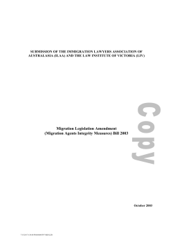 Submission - Inquiry into the Migration Amendment (Agents Integrity