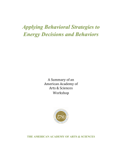 Applying Behavioral Strategies to Energy Decisions and Behaviors