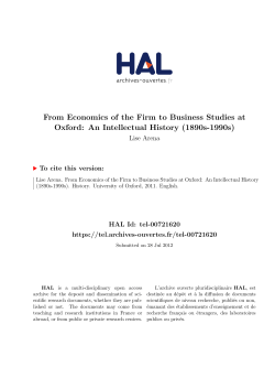 From Economics of the Firm to Business Studies at Oxford: An
