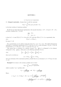 LECTURE 2 2. Calculus of variations 2.1. Integral constraints