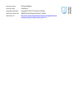 Pricing strategies - The Open University