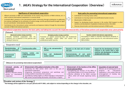 １．JAEA`s Strategy for the International Cooperation （Overview）