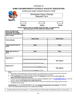Game Change Form - Hamilton-Wentworth Catholic District School