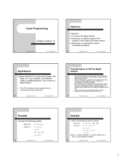 Linear Programming Simplex method - II